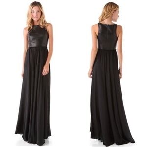 One by Marna Ro Black Leather Bodice Sleeveless Maxi Dress Small